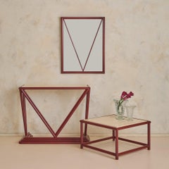 Italian Red Lacquered Wall Mirror, 1970s