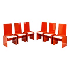Italienische Stühle aus rot lackiertem Holz Kazuki von Kazuhide Takahama, Simon Gavina 1969