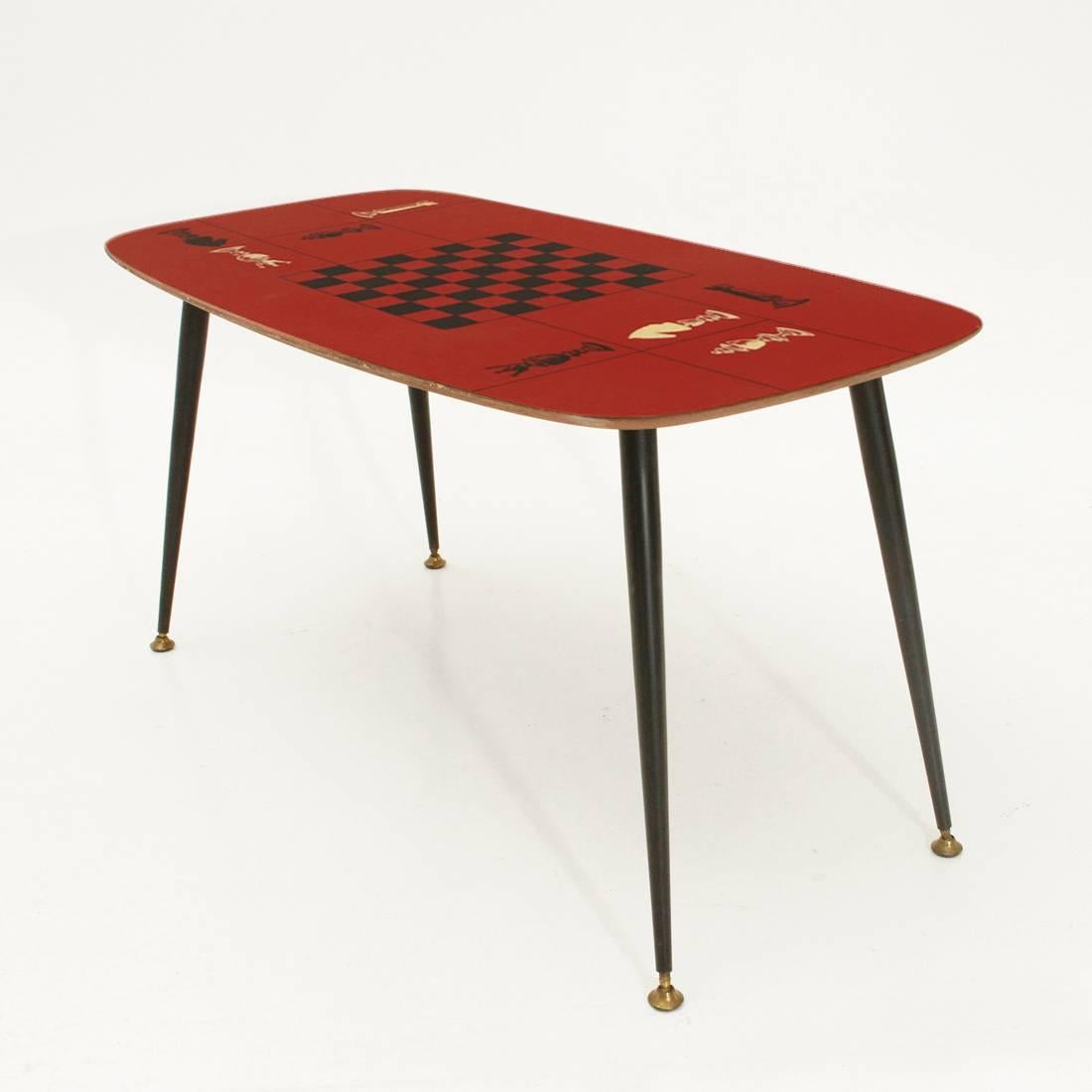 Italian Red Laminate Top Coffee Table, 1950s In Good Condition In Savona, IT