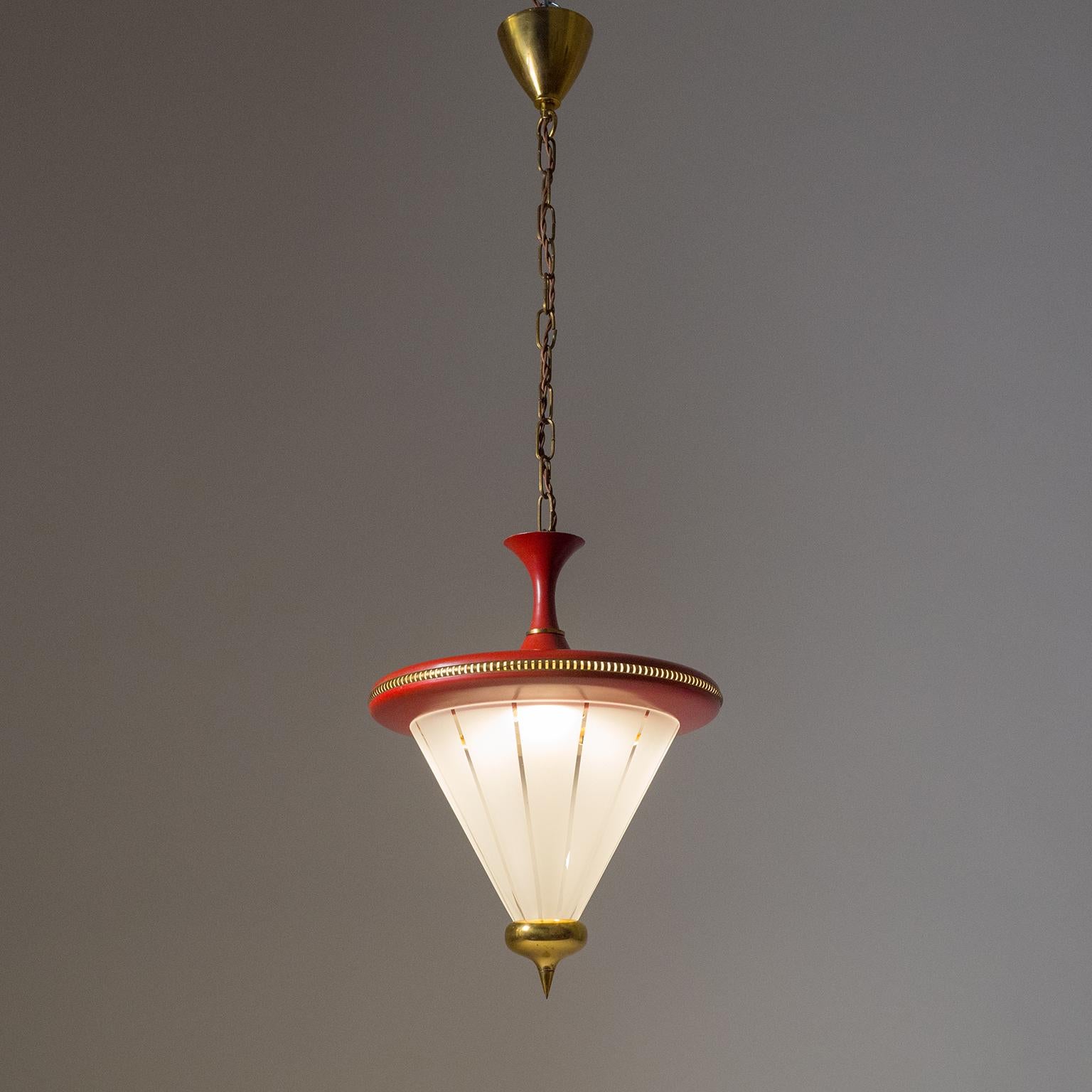 Mid-Century Modern Italian Red Lantern, circa 1950