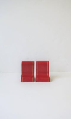 Italian Leather Bookends, Pair