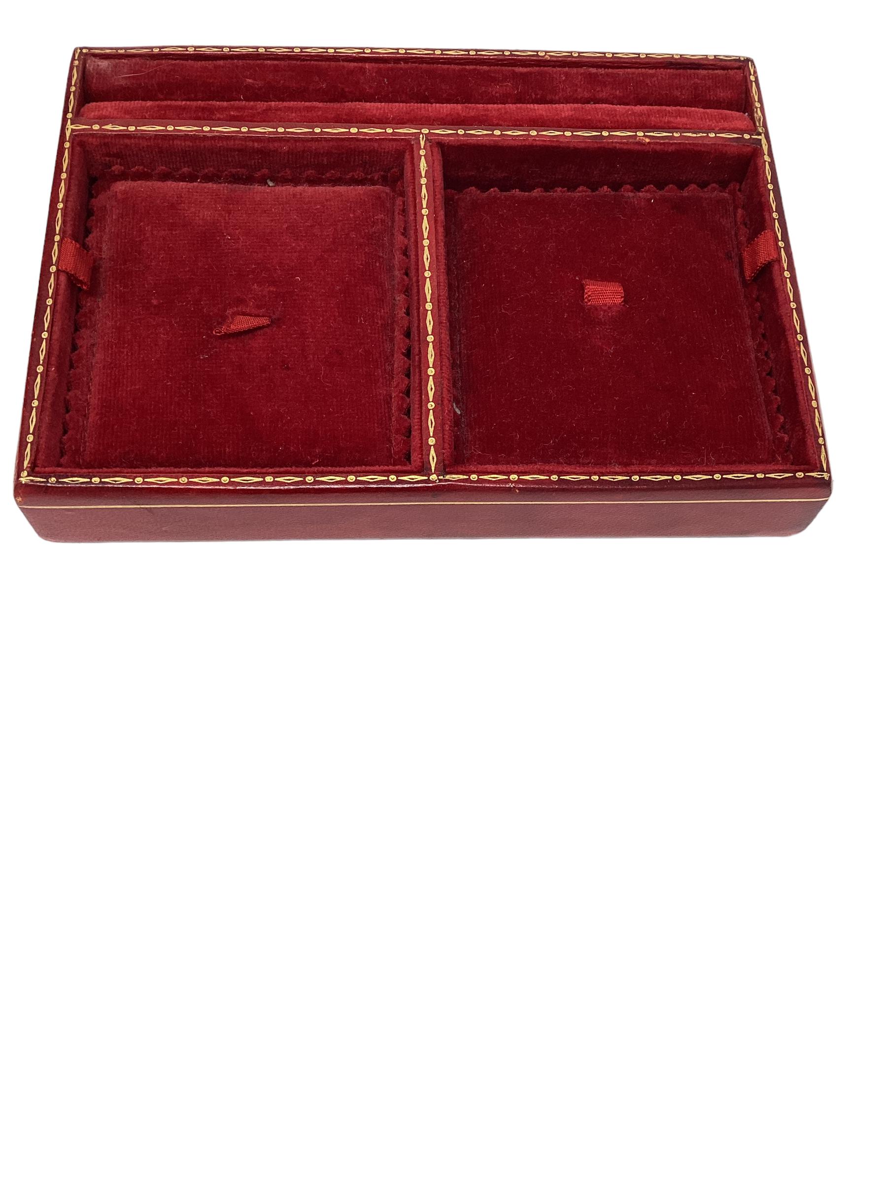 Italian Red Leather Jewelry Box with Gold Tooling  1