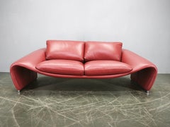 Italian Red Leather Sofa by Divanotti, Postmodern, 1990s