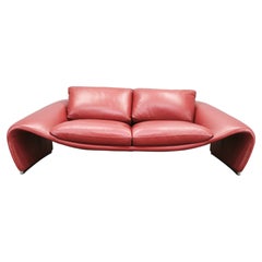 Italian Red Leather Sofa by Divanotti, Postmodern, 1990s