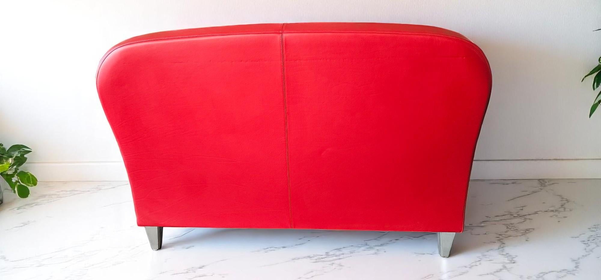 Italian Red Leather Sofa Daisy by Poltrona Frau, Italy 2008 For Sale 4