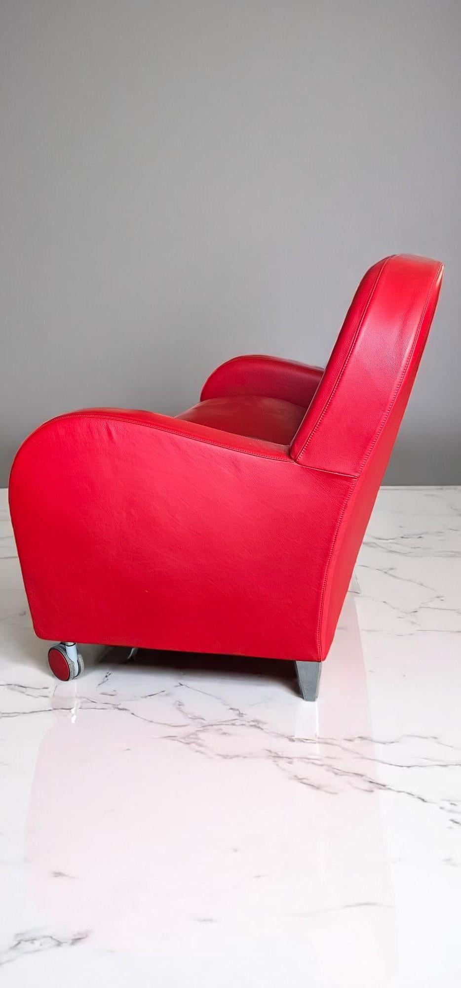Italian Red Leather Sofa Daisy by Poltrona Frau, Italy 2008 For Sale 5