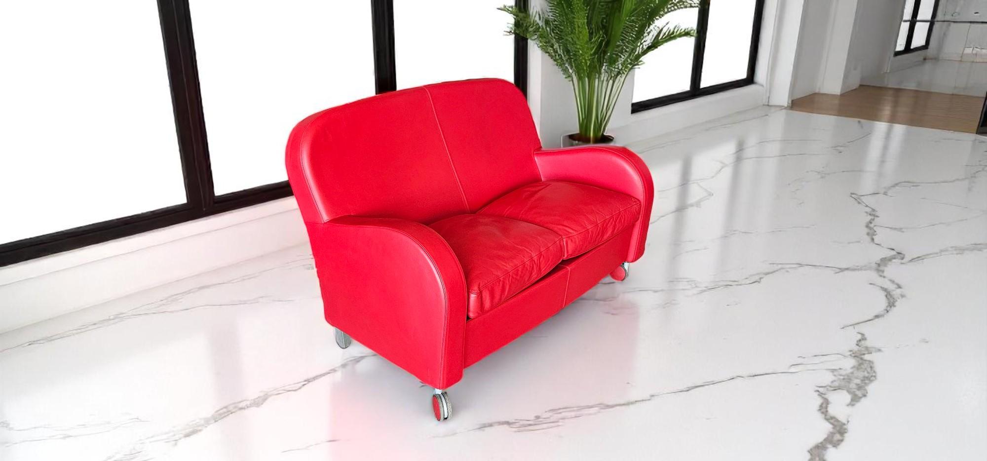 Italian Red Leather Sofa Daisy by Poltrona Frau, Italy 2008 For Sale 9
