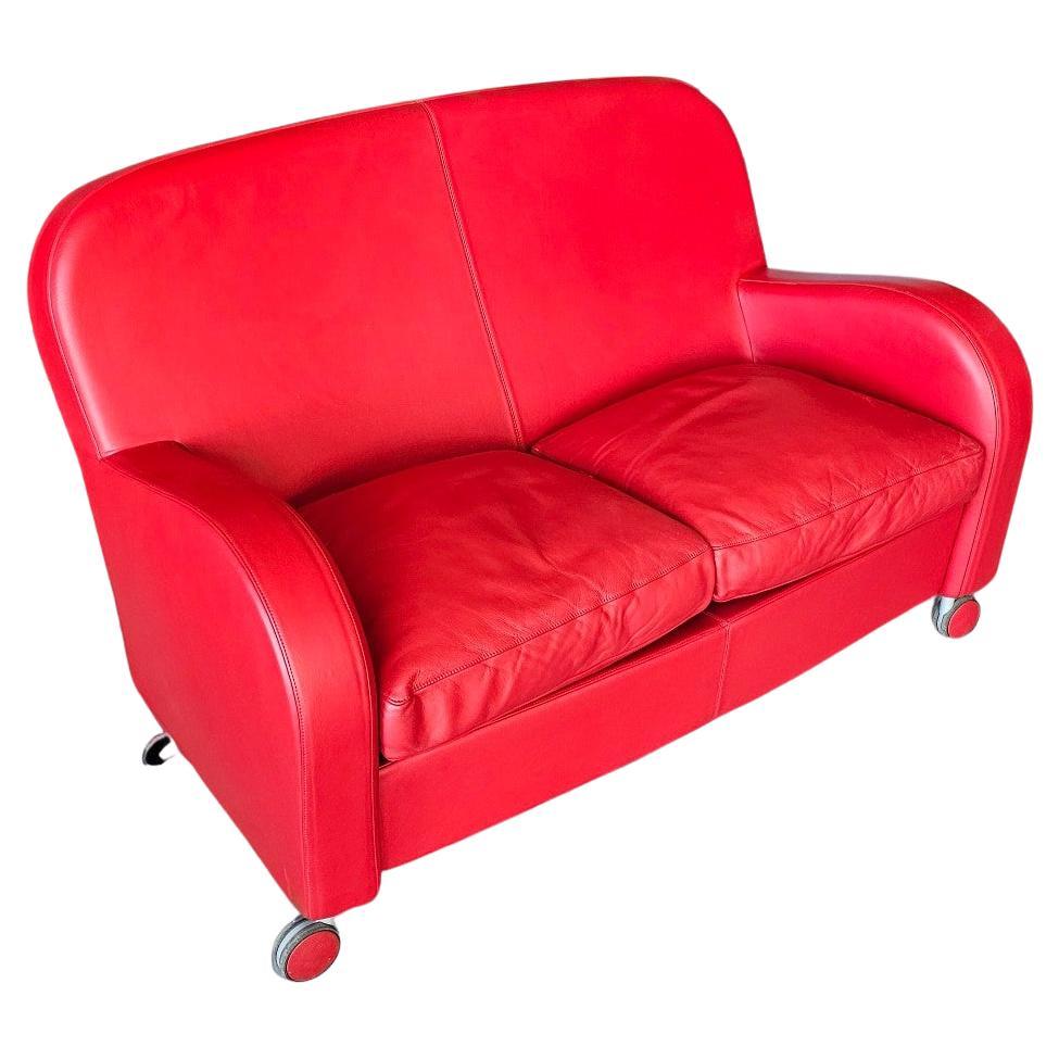 Italian Red Leather Sofa Daisy by Poltrona Frau, Italy 2008 For Sale