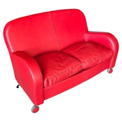 Italian Red Leather Sofa Daisy by Poltrona Frau, Italy 2008