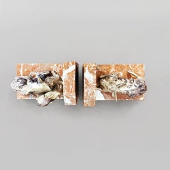 Italian Red Marble and Brass Bookends with Deer and Doe, Early 1900s