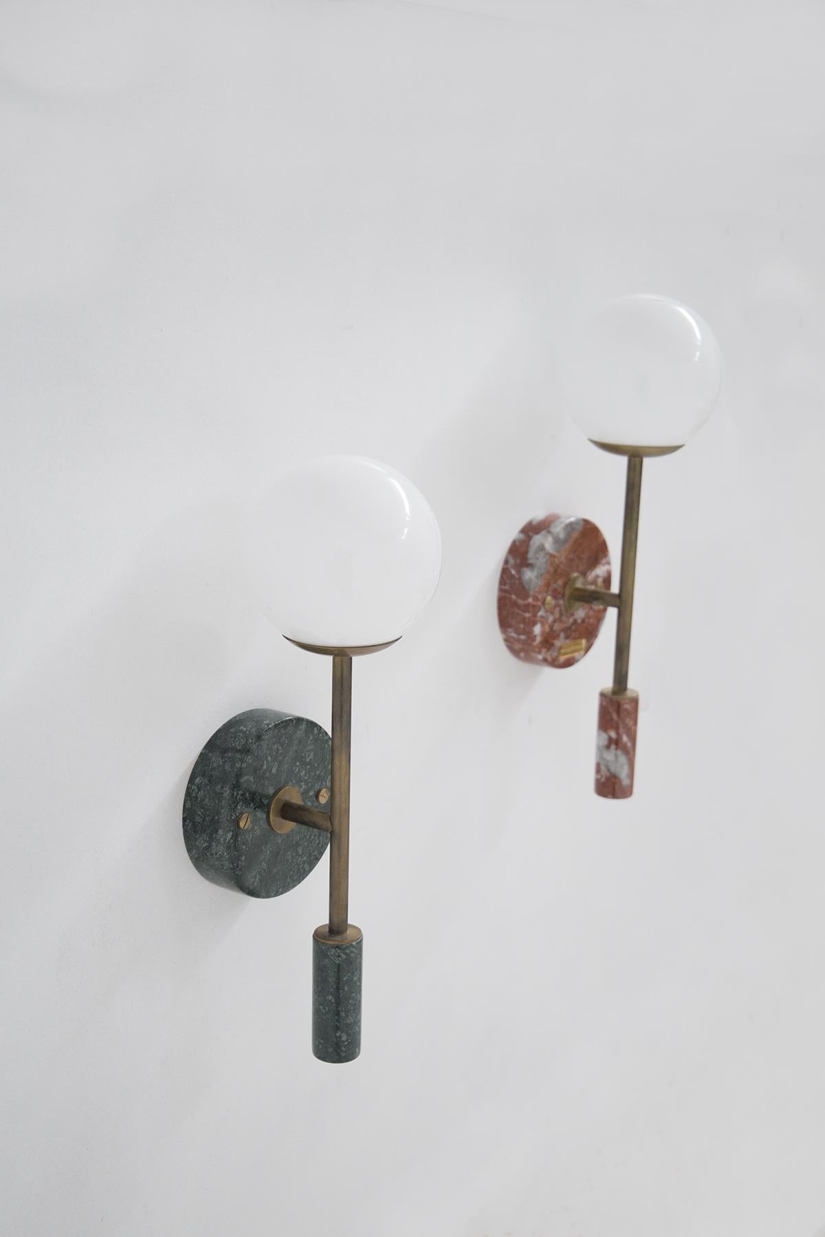 Italian Red Marble and Brass Wall Lamp 2