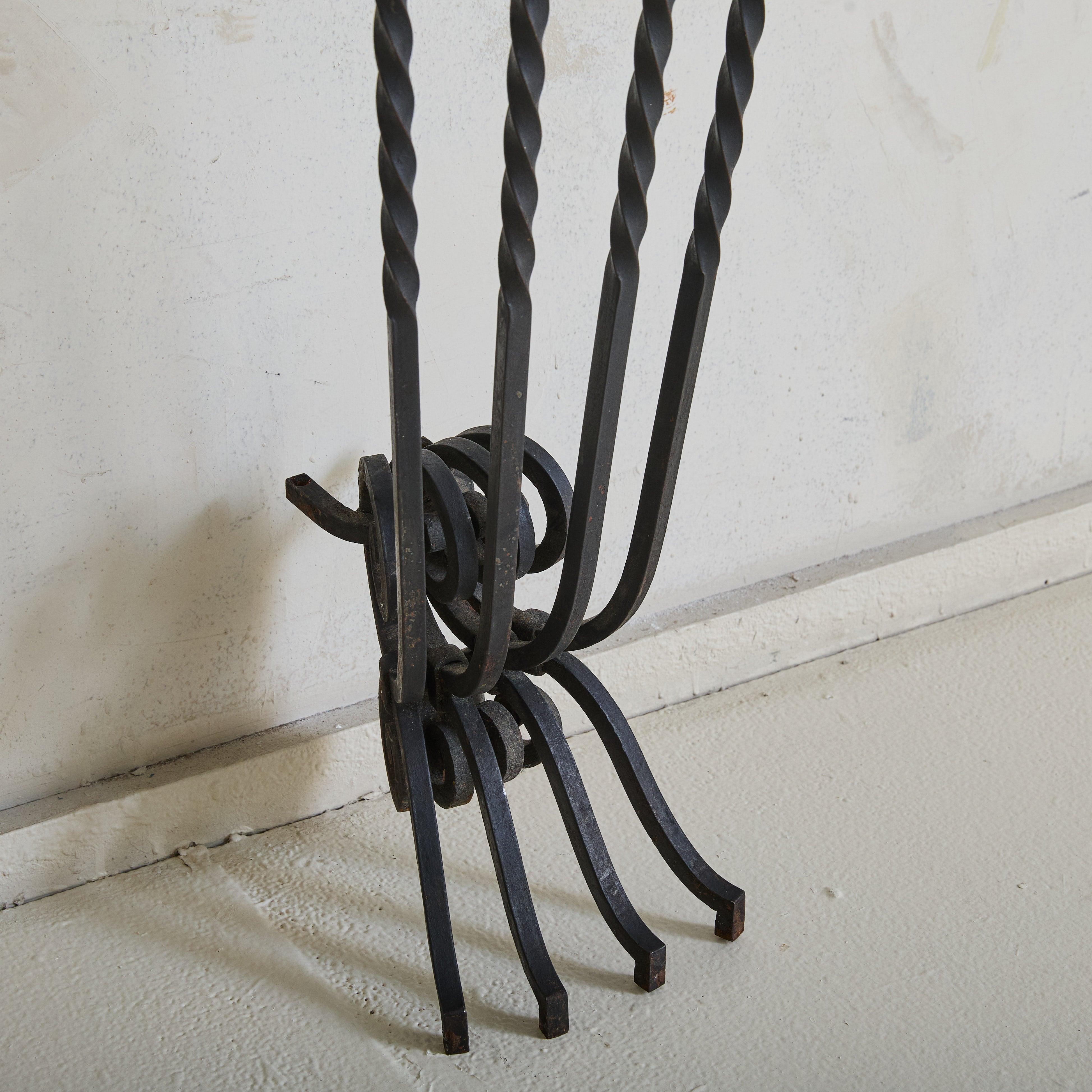 Italian Red Marble Demilune Wall-Mounted Console with Iron Base, 1950s For Sale 5