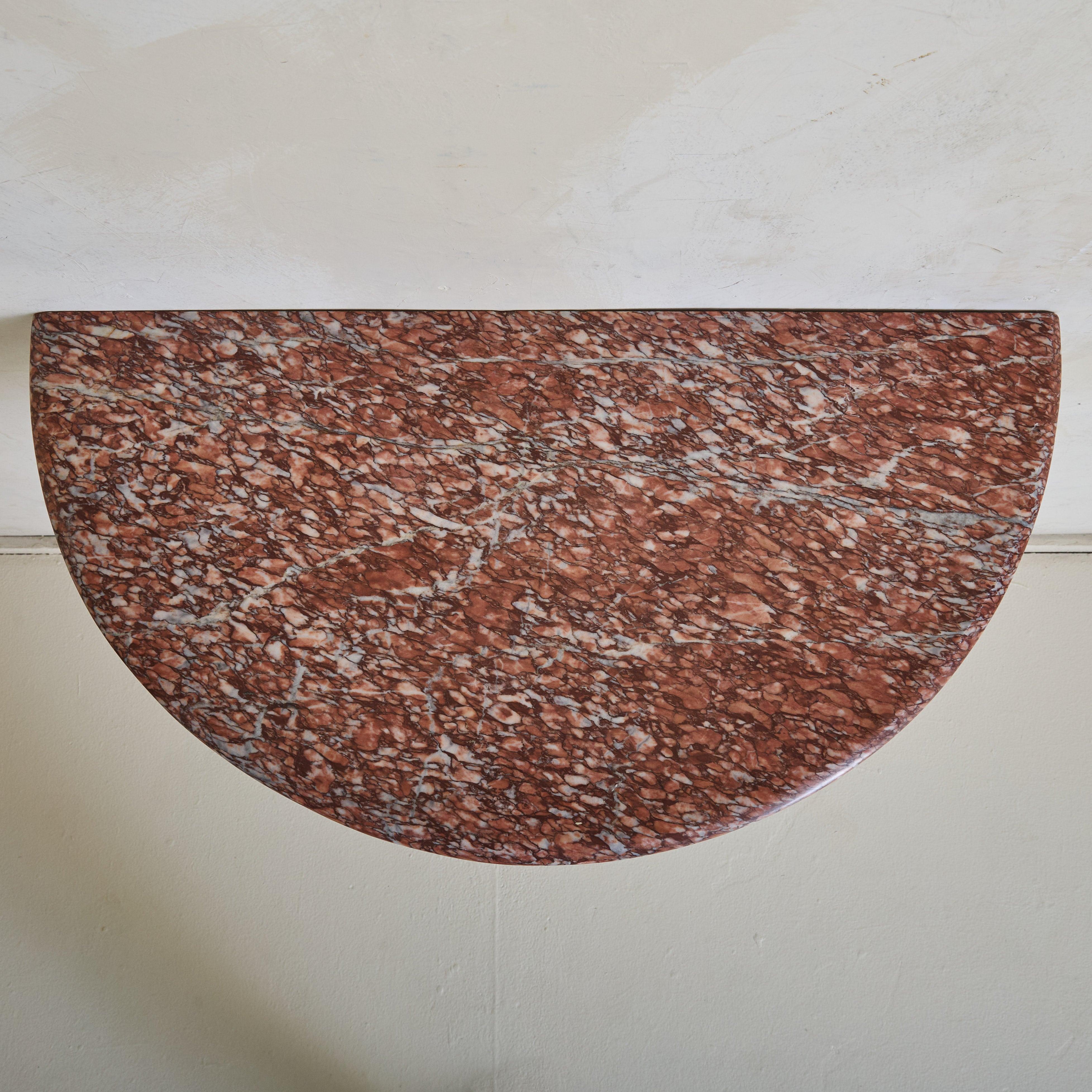 Mid-Century Modern Italian Red Marble Demilune Wall-Mounted Console with Iron Base, 1950s For Sale