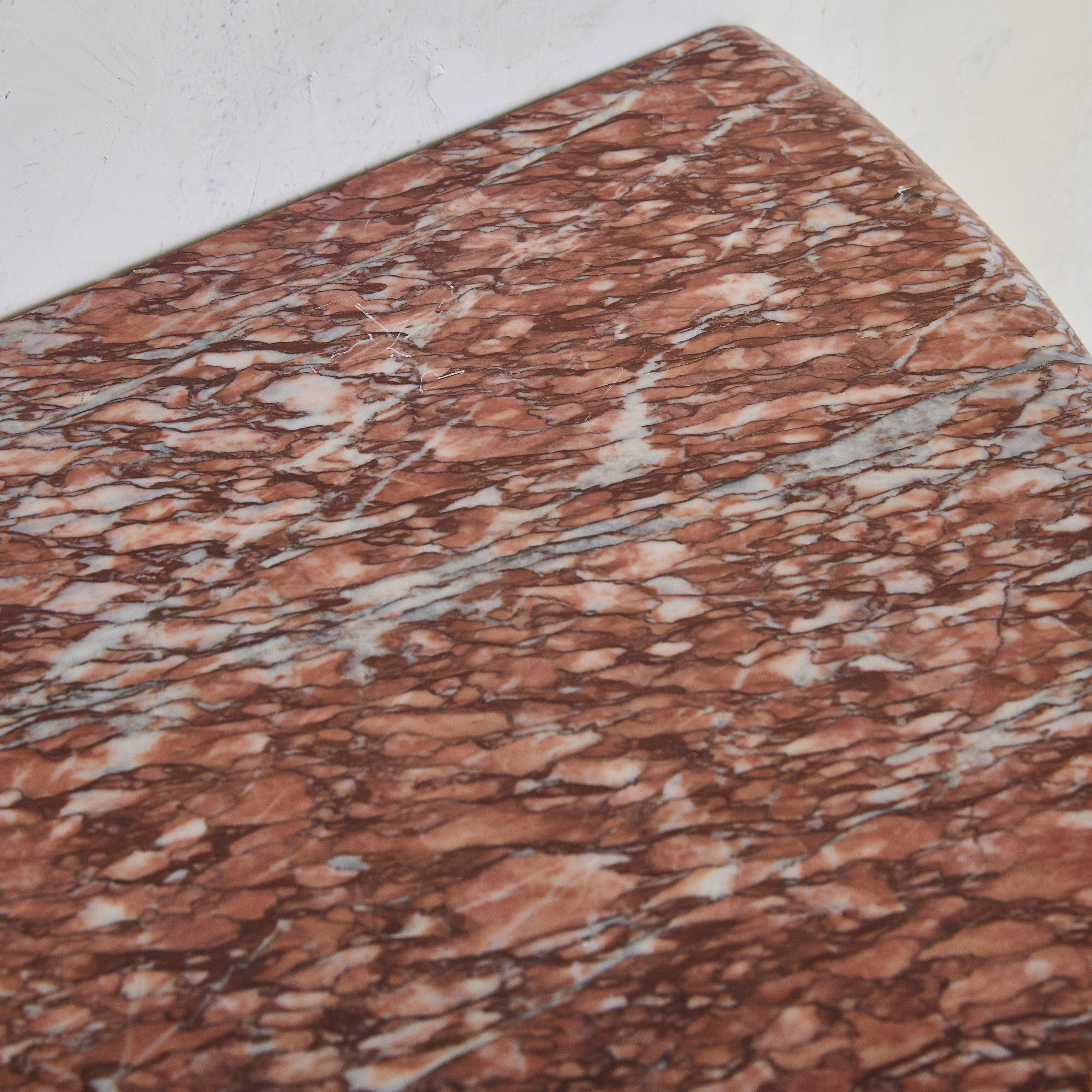Italian Red Marble Demilune Wall-Mounted Console with Iron Base, 1950s For Sale 2
