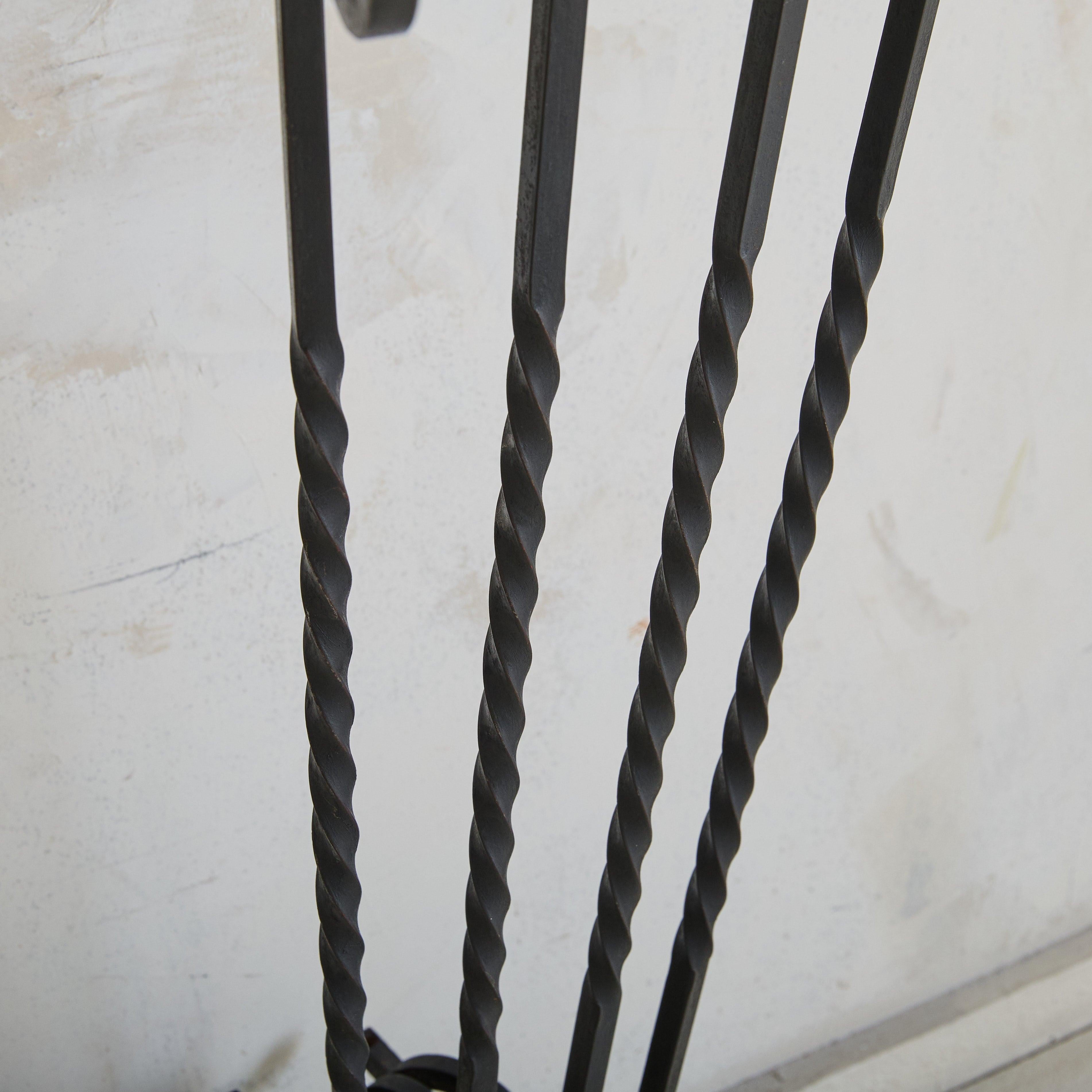 Italian Red Marble Demilune Wall-Mounted Console with Iron Base, 1950s For Sale 4