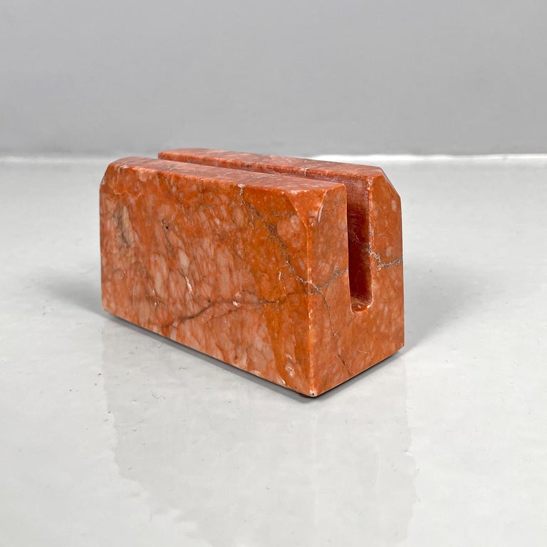 Portacarte da scrivania italiano in marmo rosso, XX secolo in