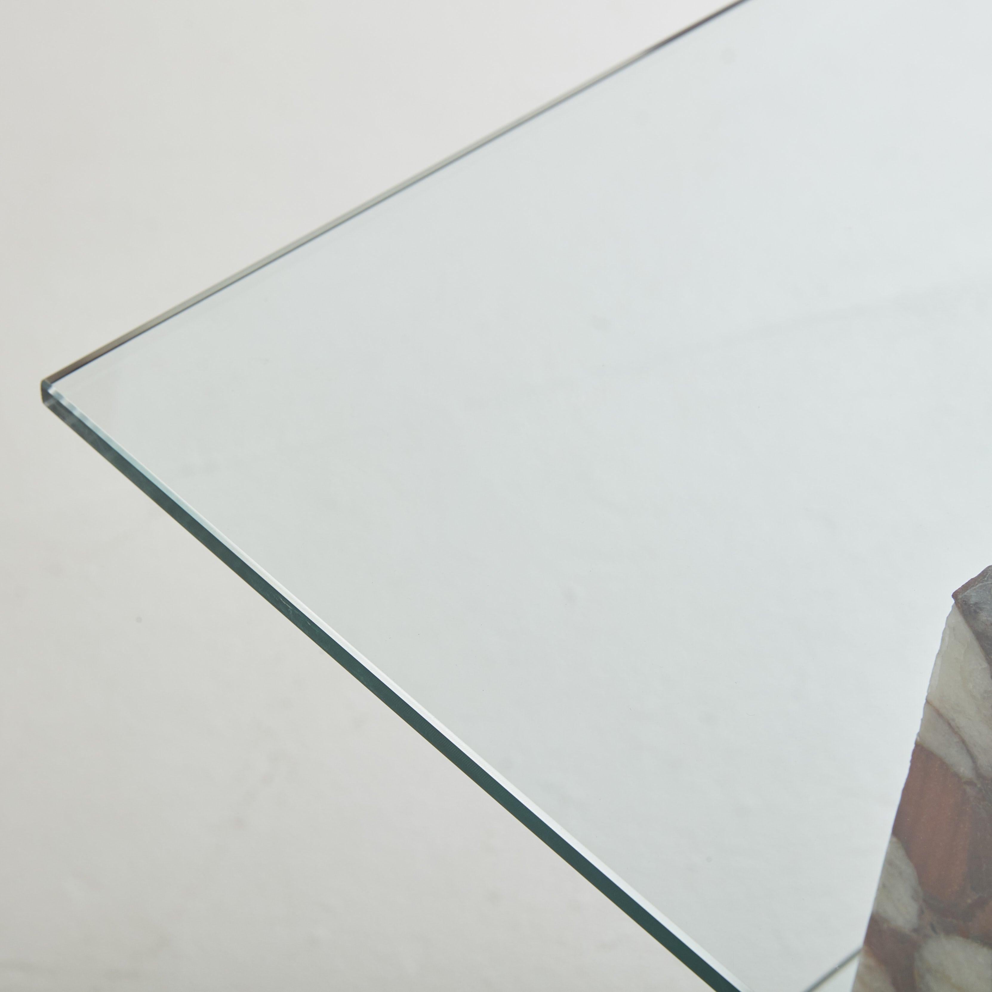 Console italienne en marbre rouge et verre, 1970 en vente 5