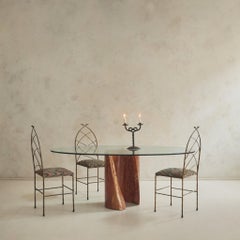 Italian Red Marble Oval Dining Table, 1970s