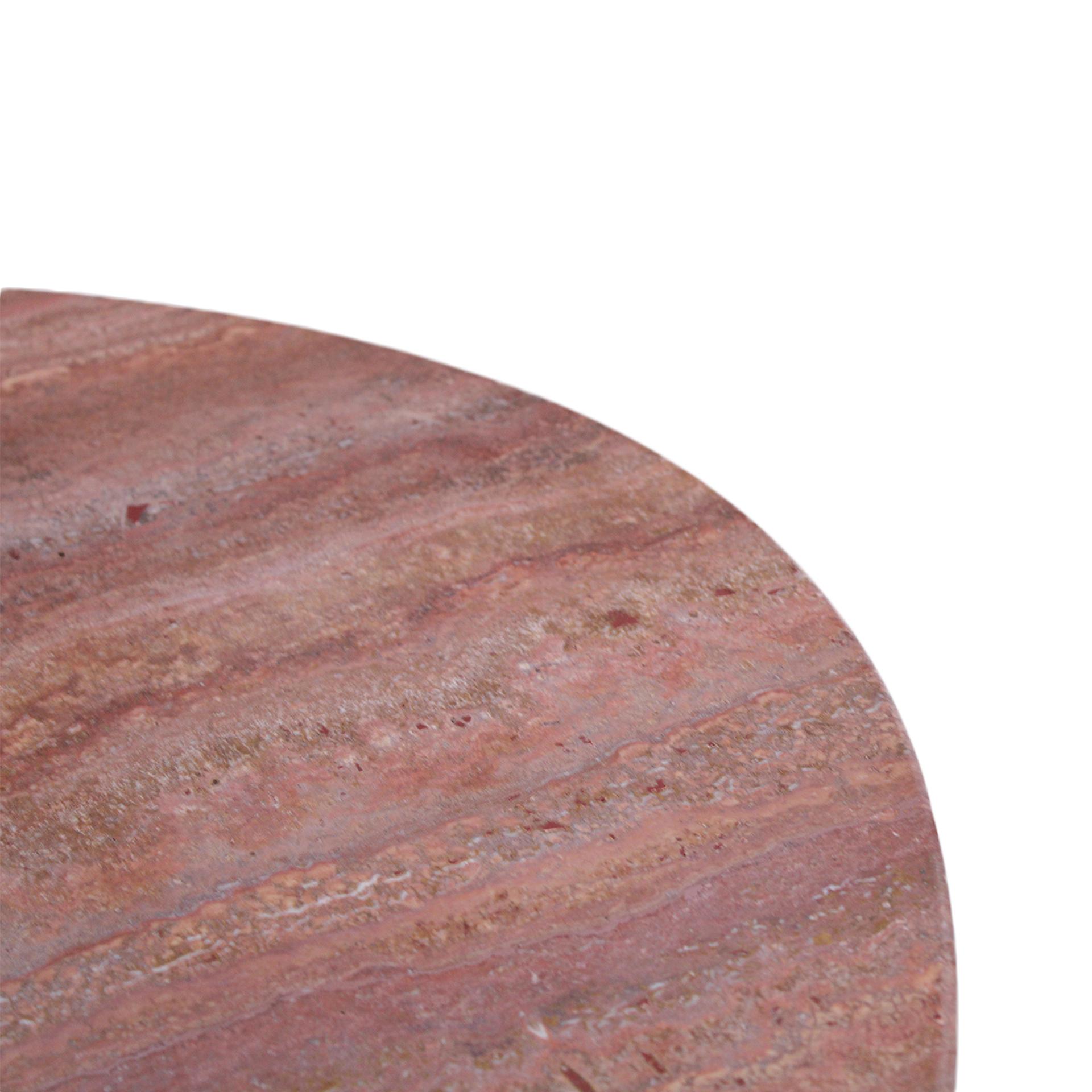 Italienischer Persa-Esstisch aus rotem italienischem Marmor mit ovaler Platte und abgerundeten massiven Beinen im Angebot 4