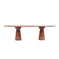 Italian Red Marble Persa Dining Table with Oval Top and Rounded Solid Legs