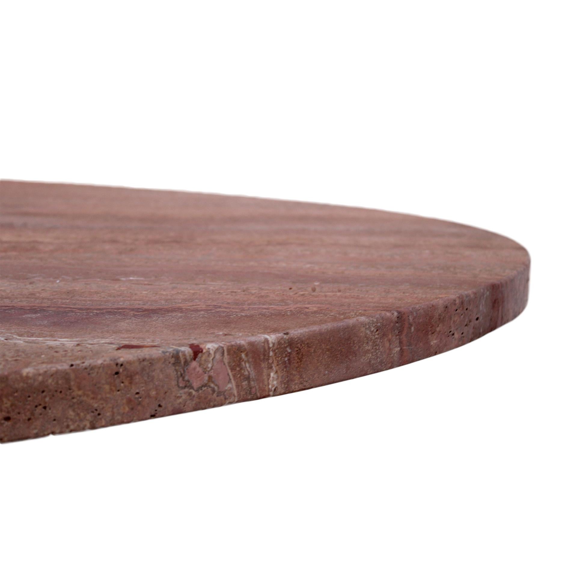 Organic Modern Italian Red Marble Persa Dining Table with Oval Top and Rounded Solid Legs For Sale