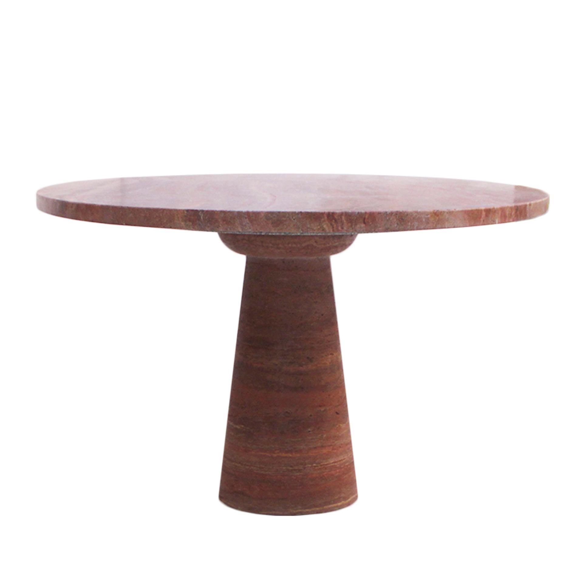 Italian Red Marble Persa Dining Table with Oval Top and Rounded Solid Legs In Good Condition For Sale In Ibiza, Spain