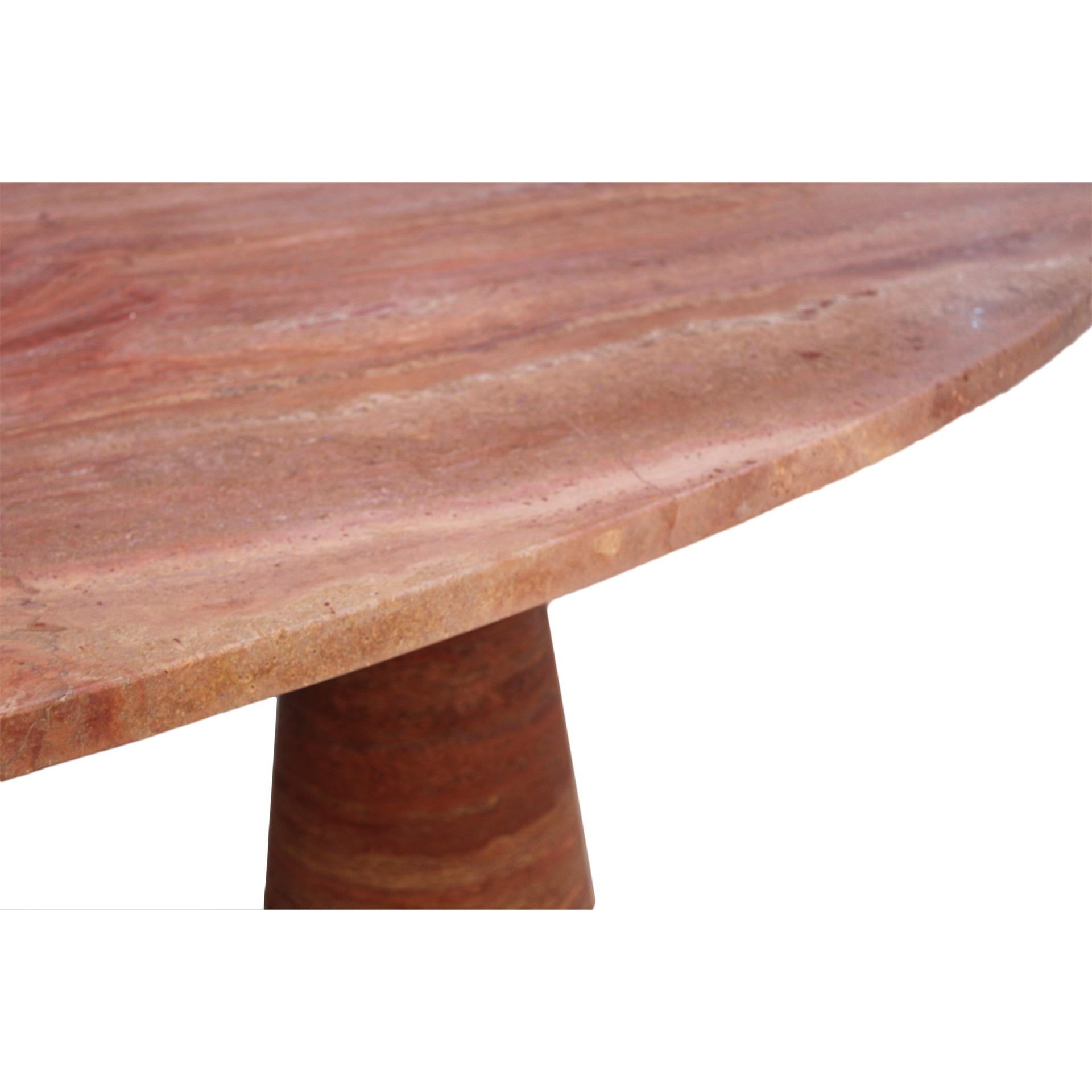 Italian Red Marble Persa Dining Table with Oval Top and Rounded Solid Legs 2