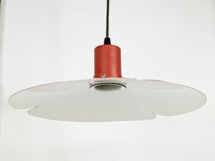 Italian red metal Counterweight Hanging Lamp attributed to Stilnovo, 1960s