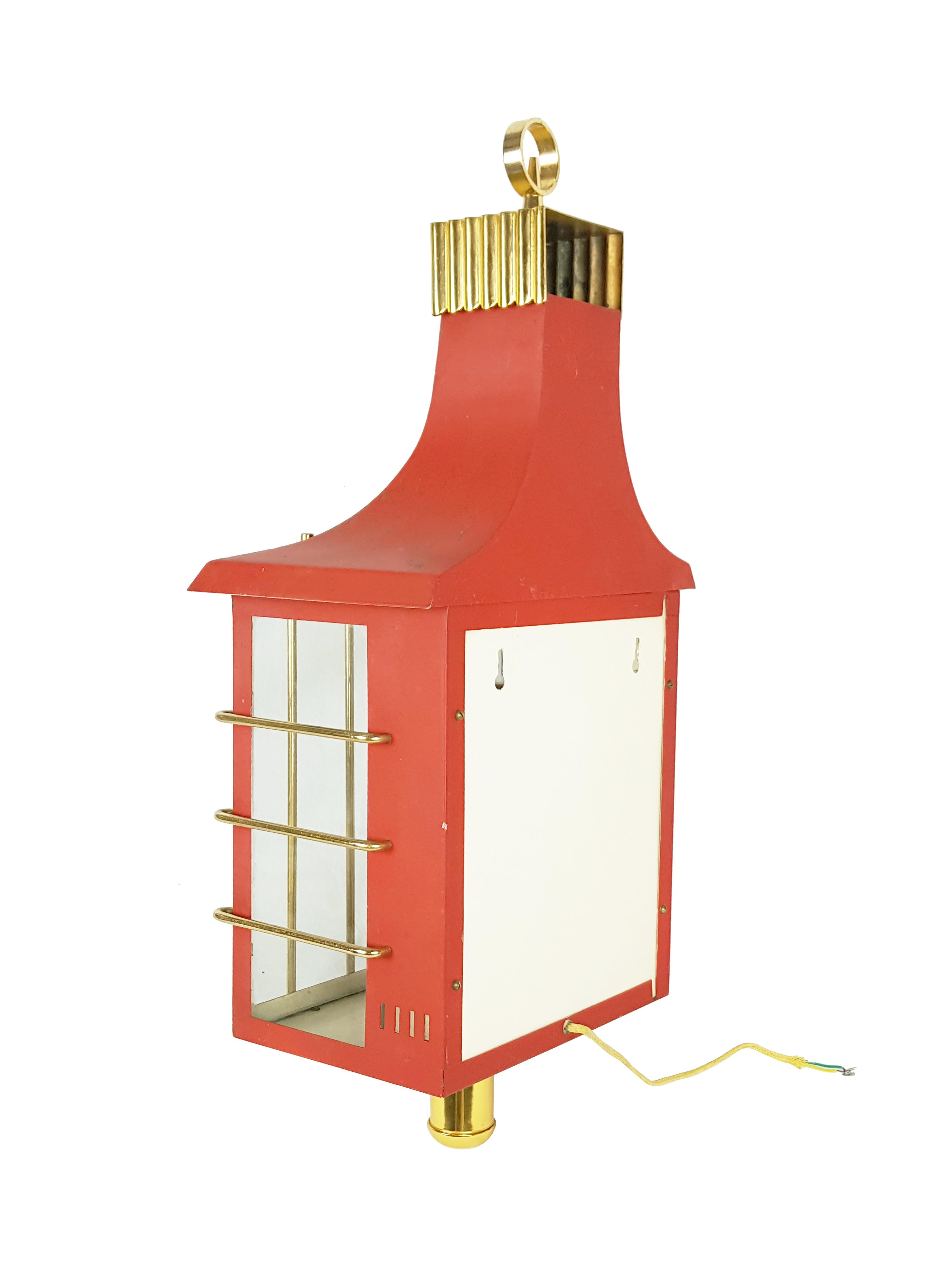 Ottone Applique italiana del Medioevo in metallo rosso, vetro e ottone in vendita