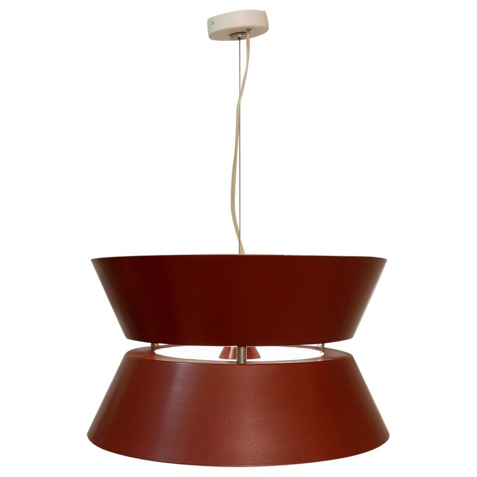 Italian Red Metal Pendant Lamp, 1960s For Sale