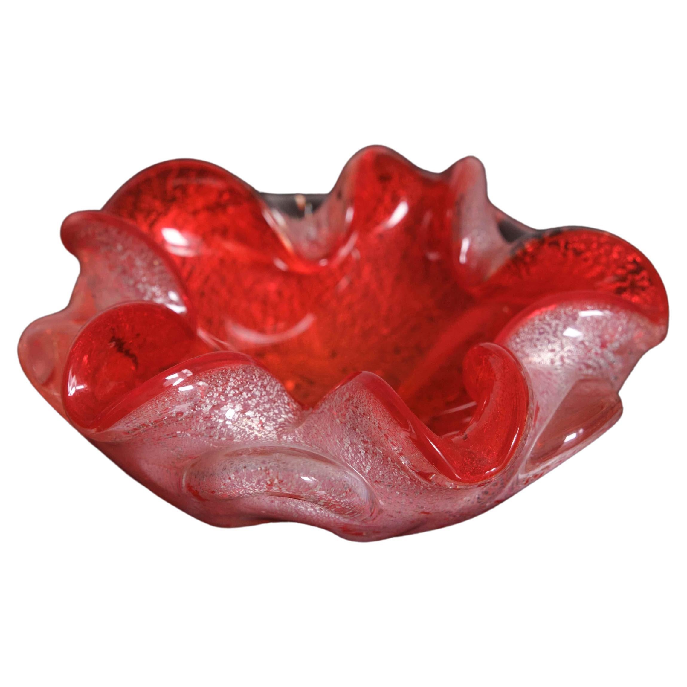 Cuenco italiano de cristal de Murano rojo, Italia, años 50