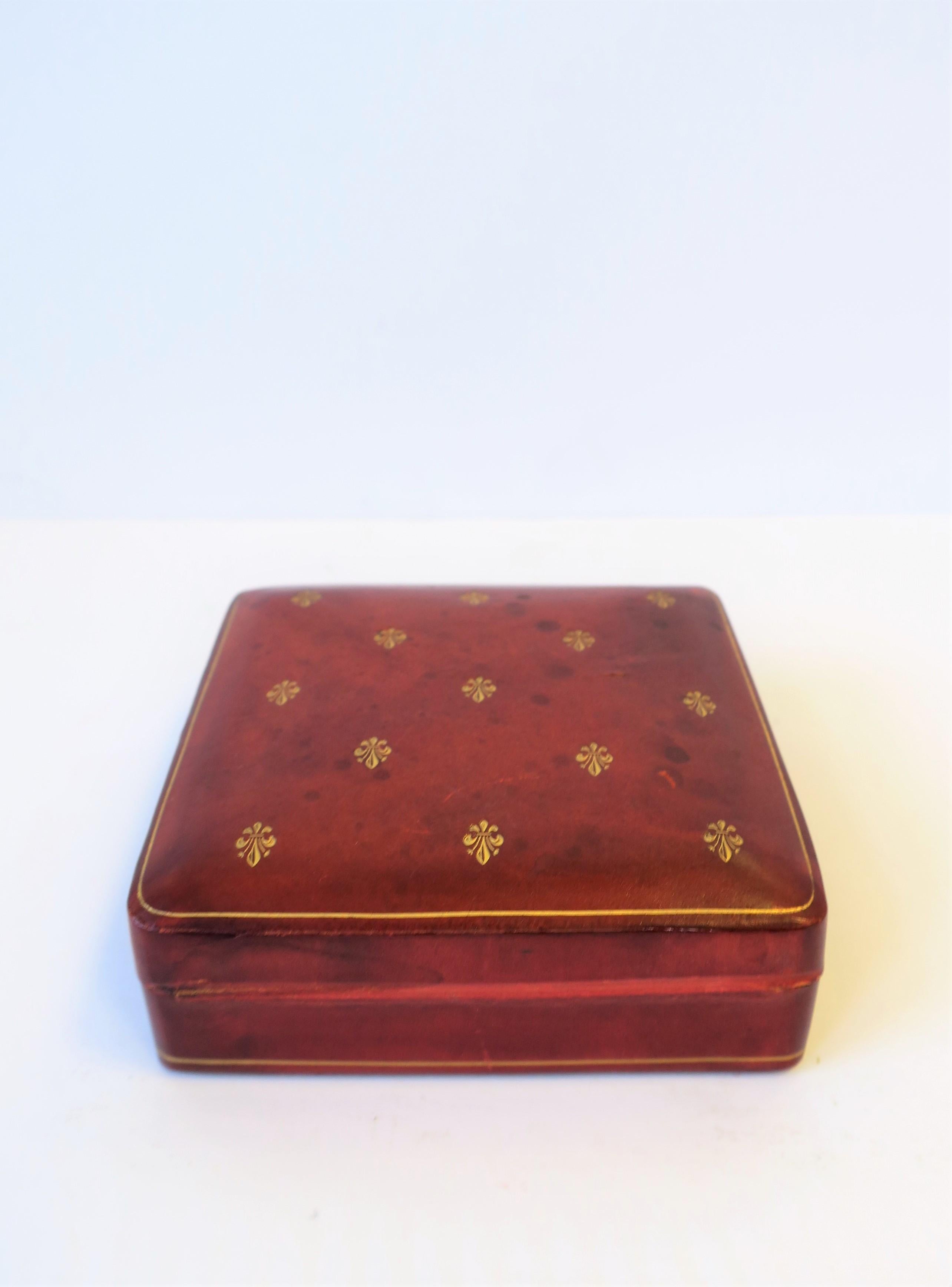 Italian Red Burgundy and Gold Leather Box 2