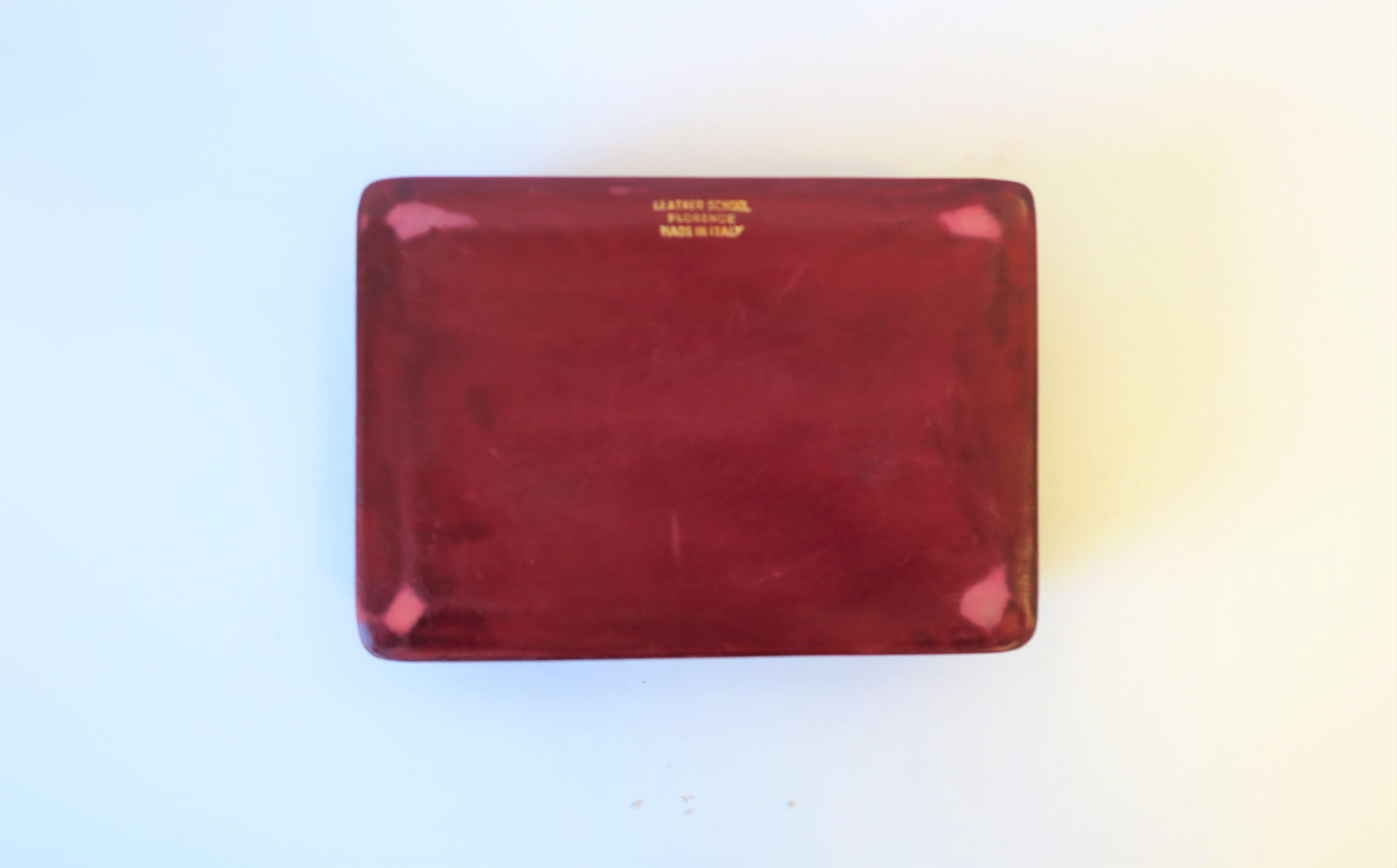 Italian Red Burgundy and Gold Leather Box 10