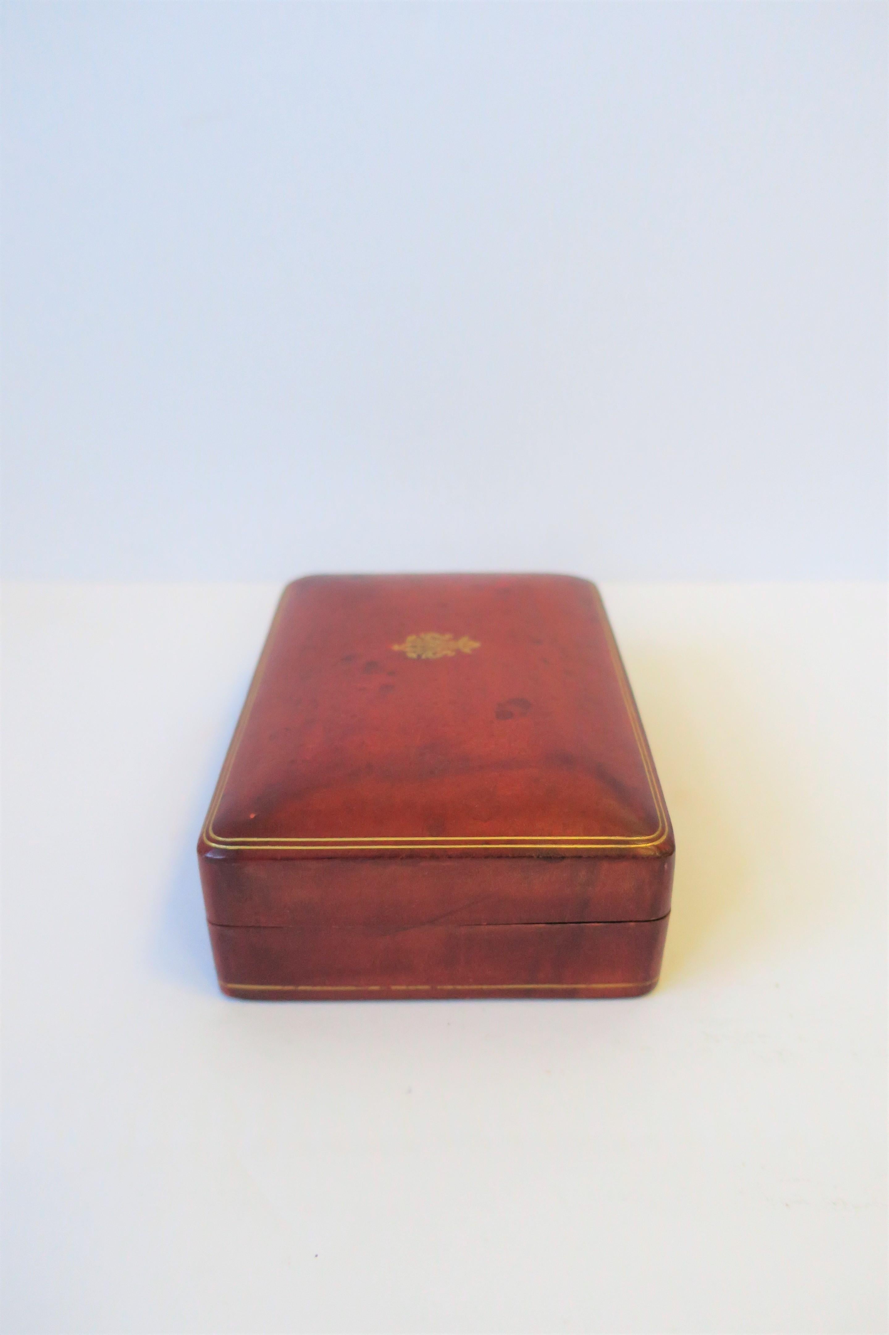 Italian Red Burgundy and Gold Leather Box 1
