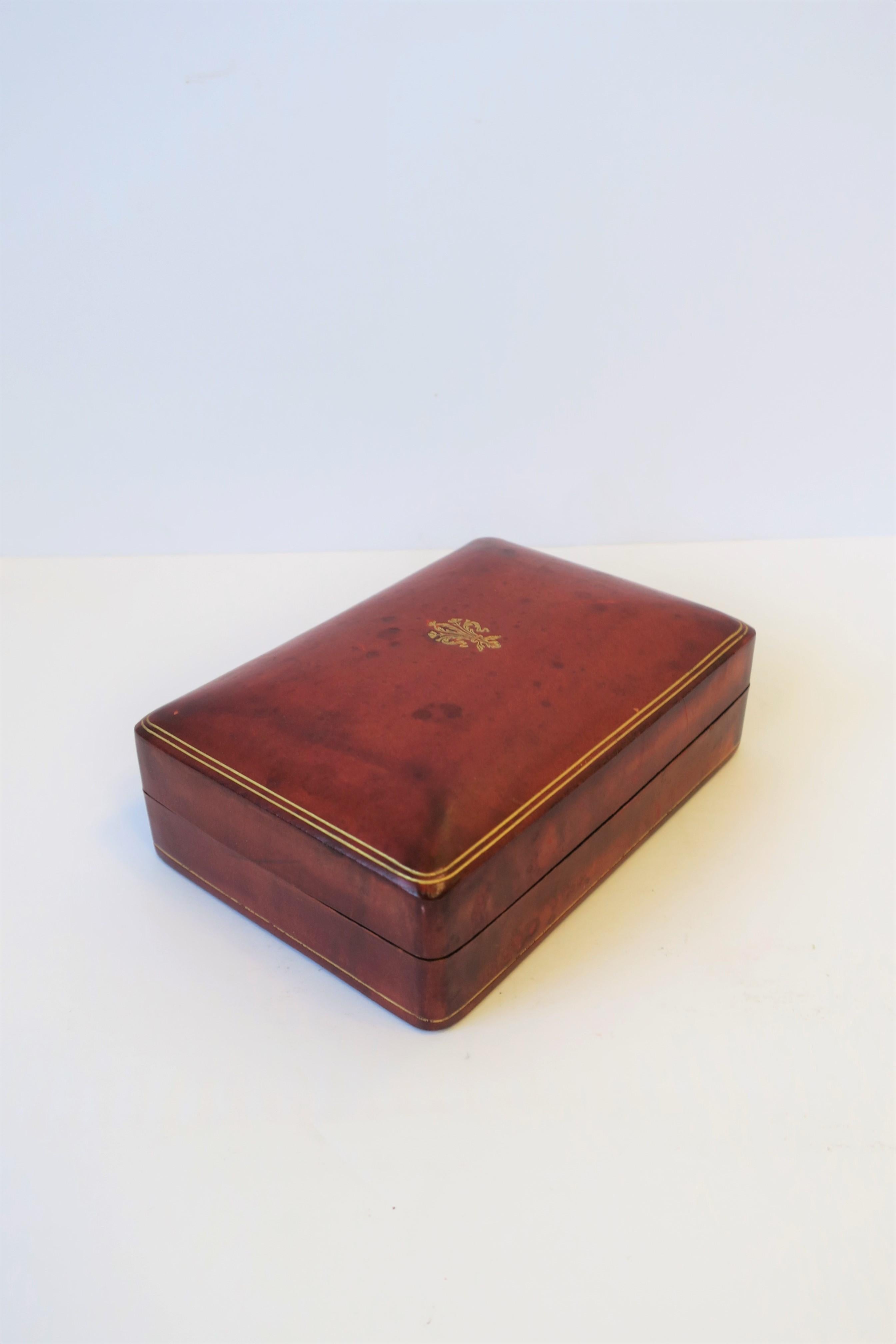 Italian Red Burgundy and Gold Leather Box 2