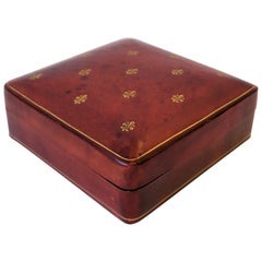 Vintage Italian Red Burgundy and Gold Leather Box