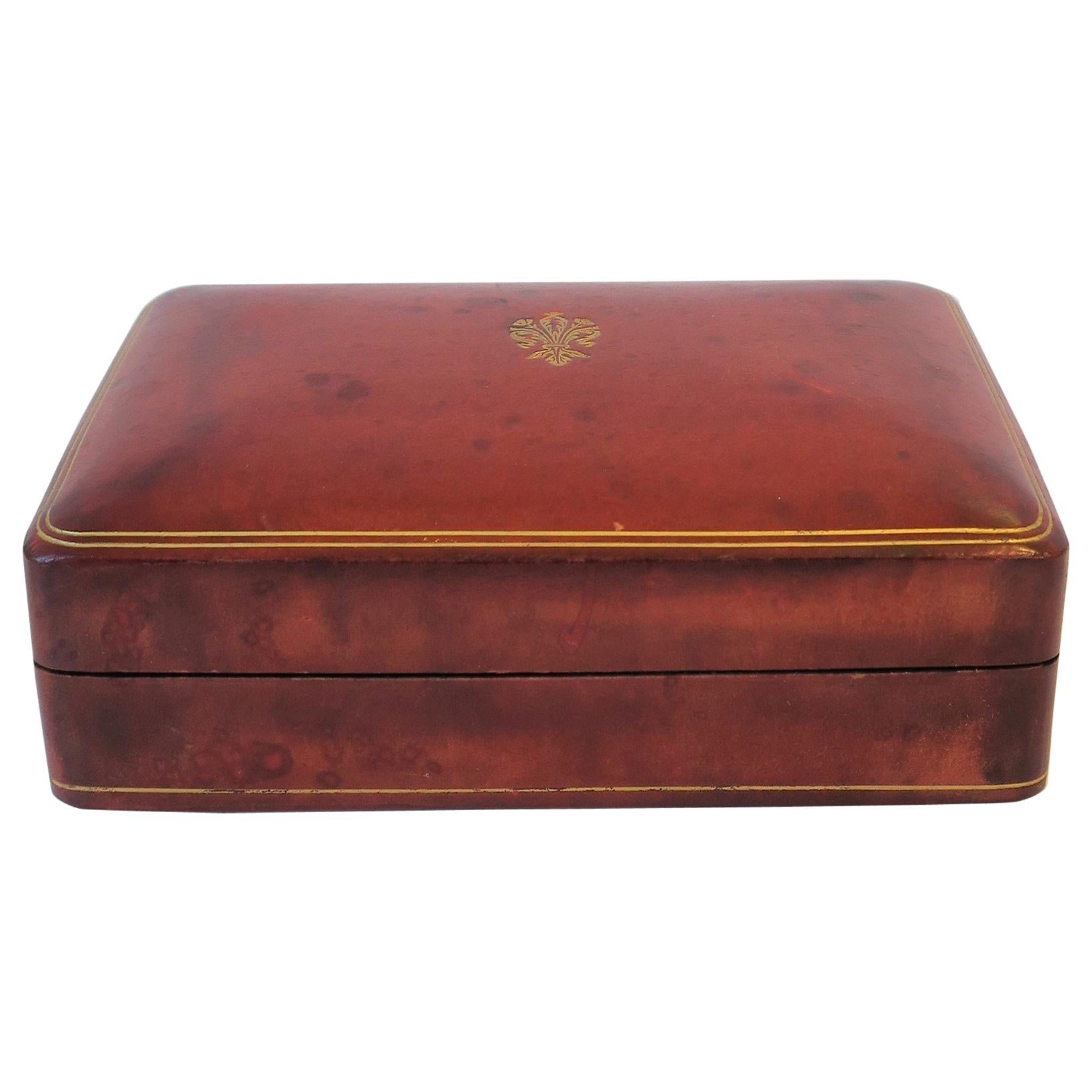 Italian Red Burgundy and Gold Leather Box