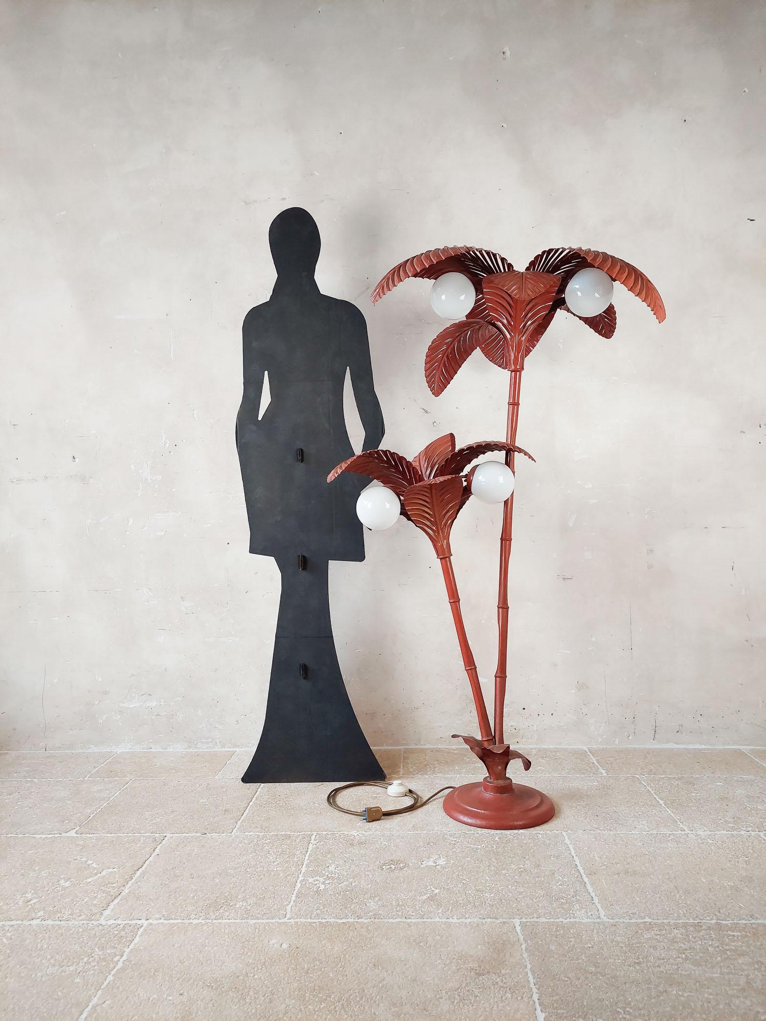 Mid-Century Modern Italian Red Palm Floor Lamp, Terzani '70