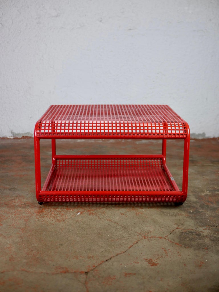 Italian Red Perforated Metal Coffee Table by Talin, 1980s at 1stDibs