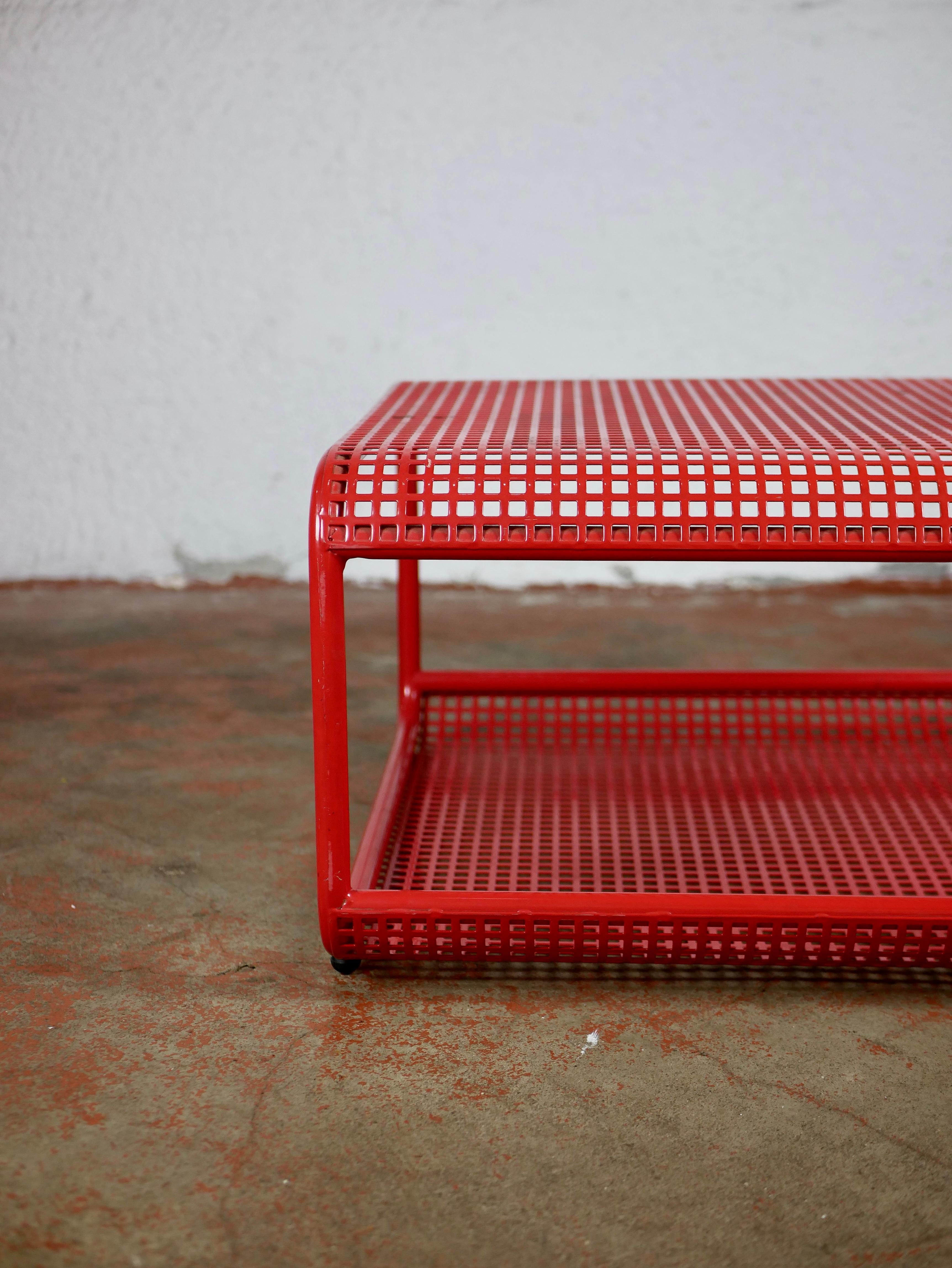 Italian Red Perforated Metal Coffee Table by Talin, 1980s 8