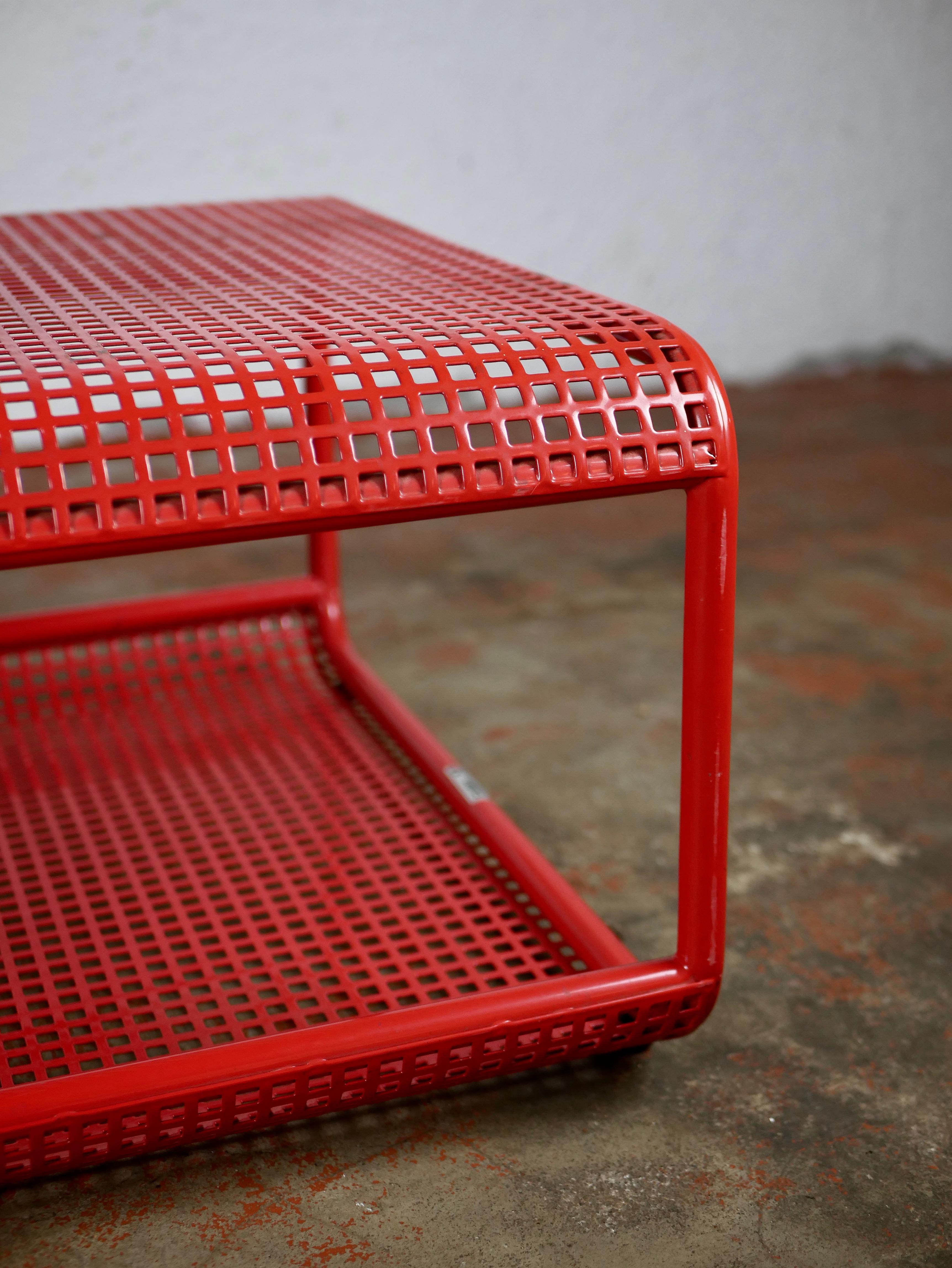 Italian Red Perforated Metal Coffee Table by Talin, 1980s 9