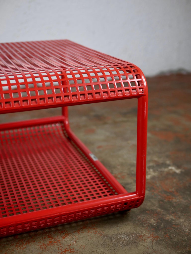 Italian Red Perforated Metal Coffee Table by Talin, 1980s at 1stDibs