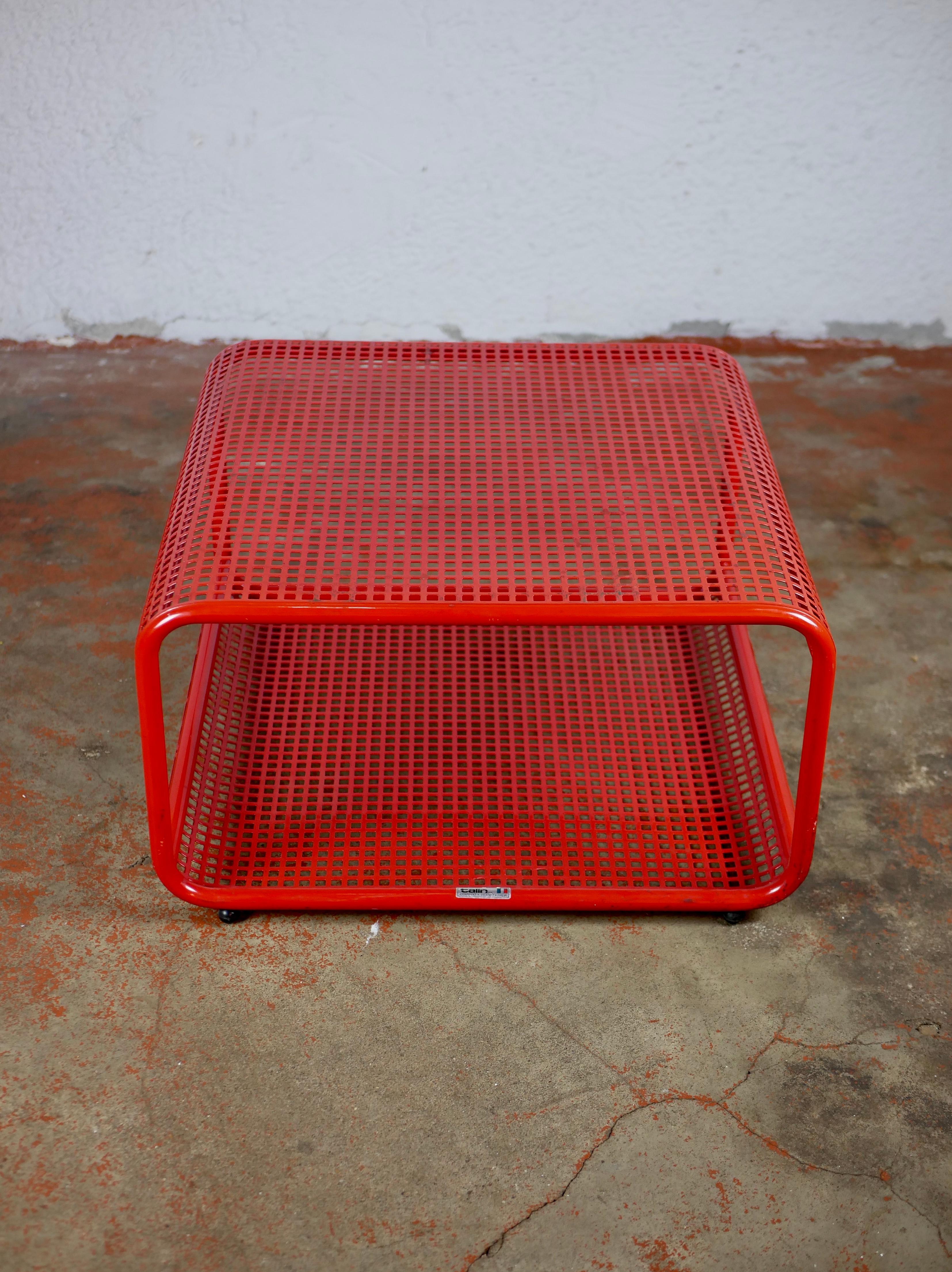 Italian Red Perforated Metal Coffee Table by Talin, 1980s 1