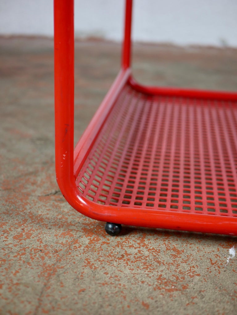 Italian Red Perforated Metal Coffee Table by Talin, 1980s at 1stDibs