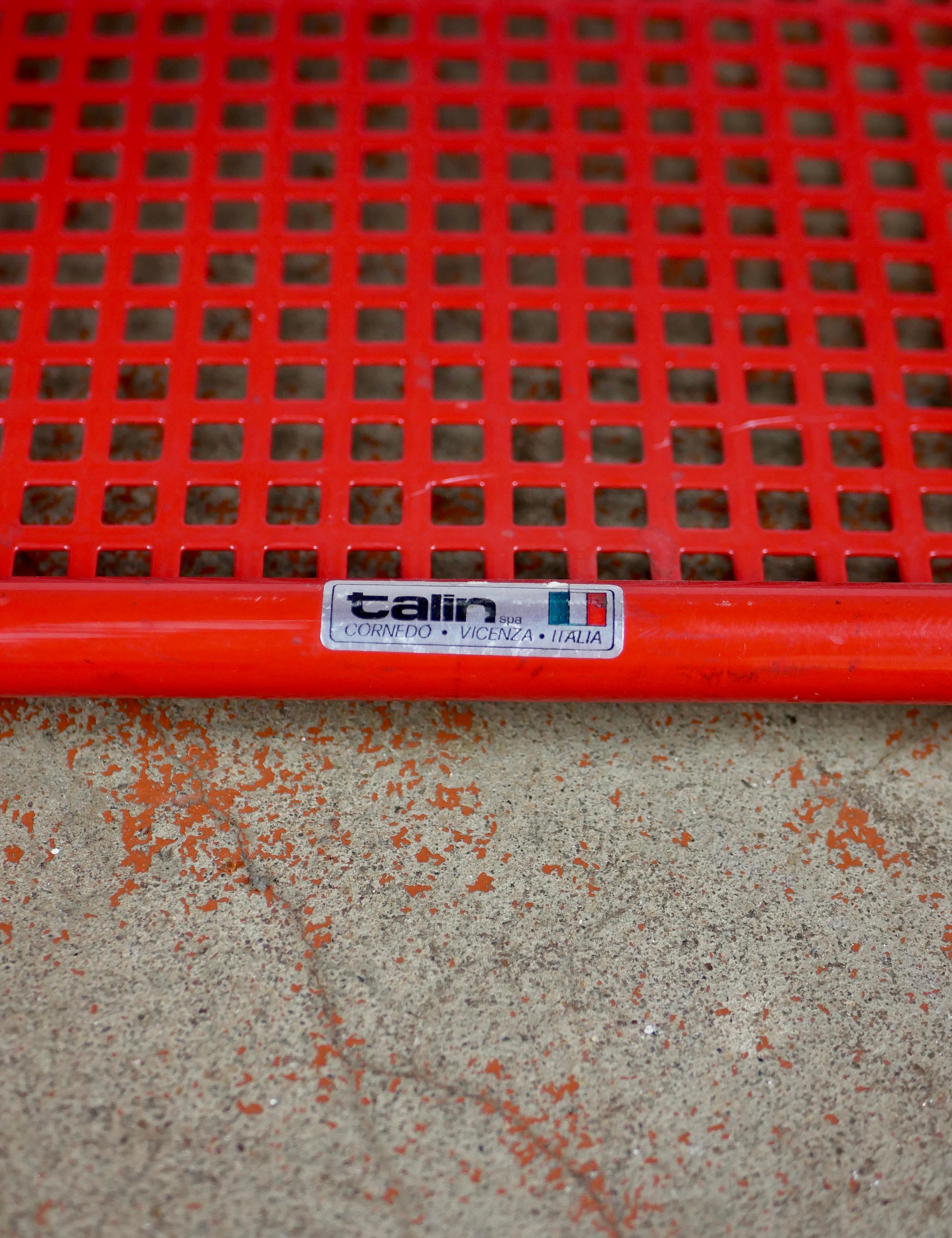 Italian Red Perforated Metal Coffee Table by Talin, 1980s 3