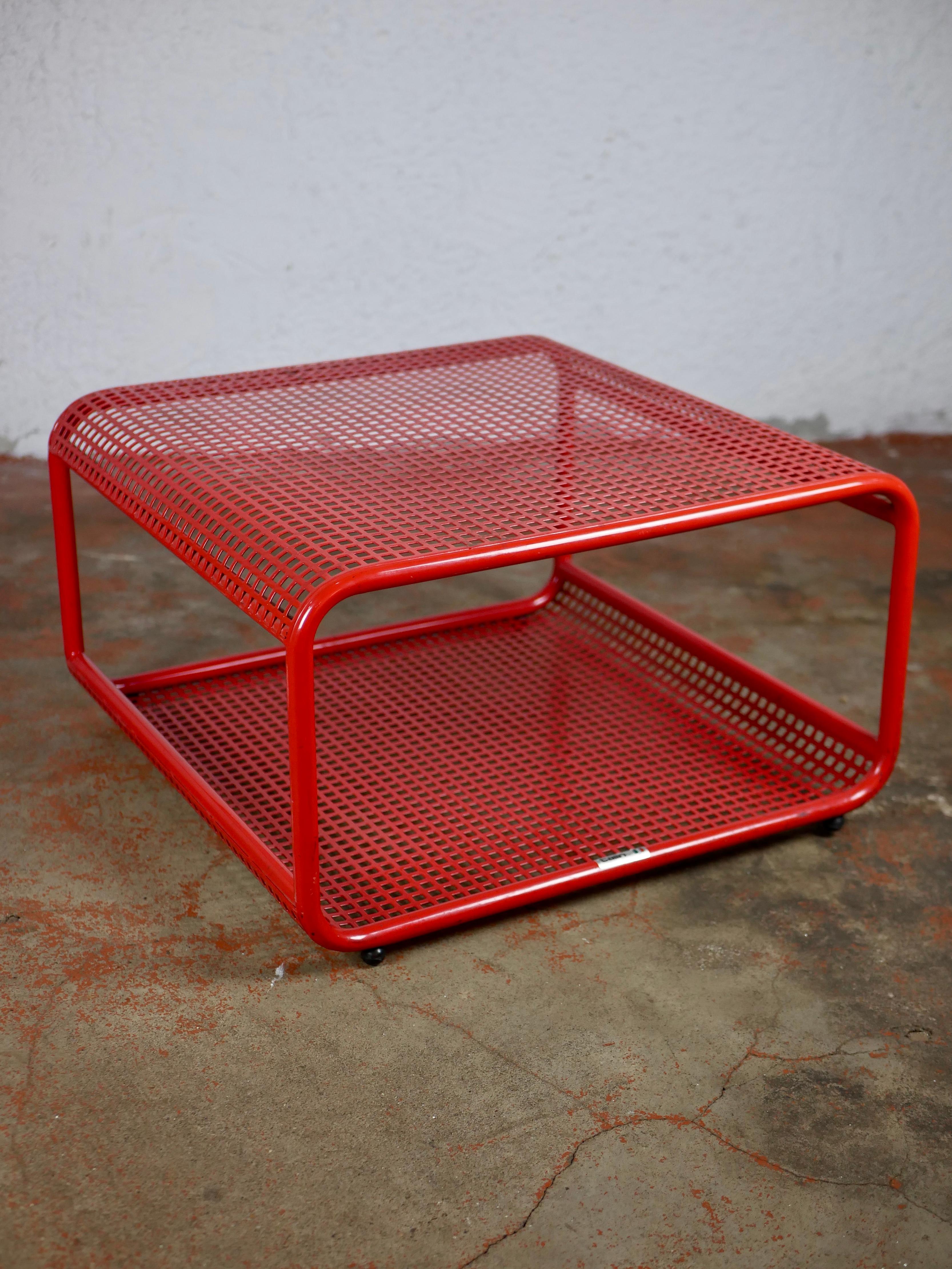 Italian Red Perforated Metal Coffee Table by Talin, 1980s 5