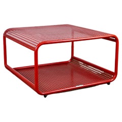 Italian Red Perforated Metal Coffee Table by Talin, 1980s