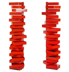 Italian Red Revolving Acrylic Cabinet by Shiro Kuramata
