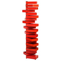 Italian Red Revolving Acrylic Cabinet by Shiro Kuramata