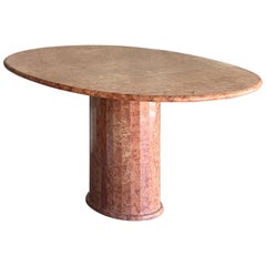 Table de salle à manger ovale italienne en marbre Rosa Verona rouge